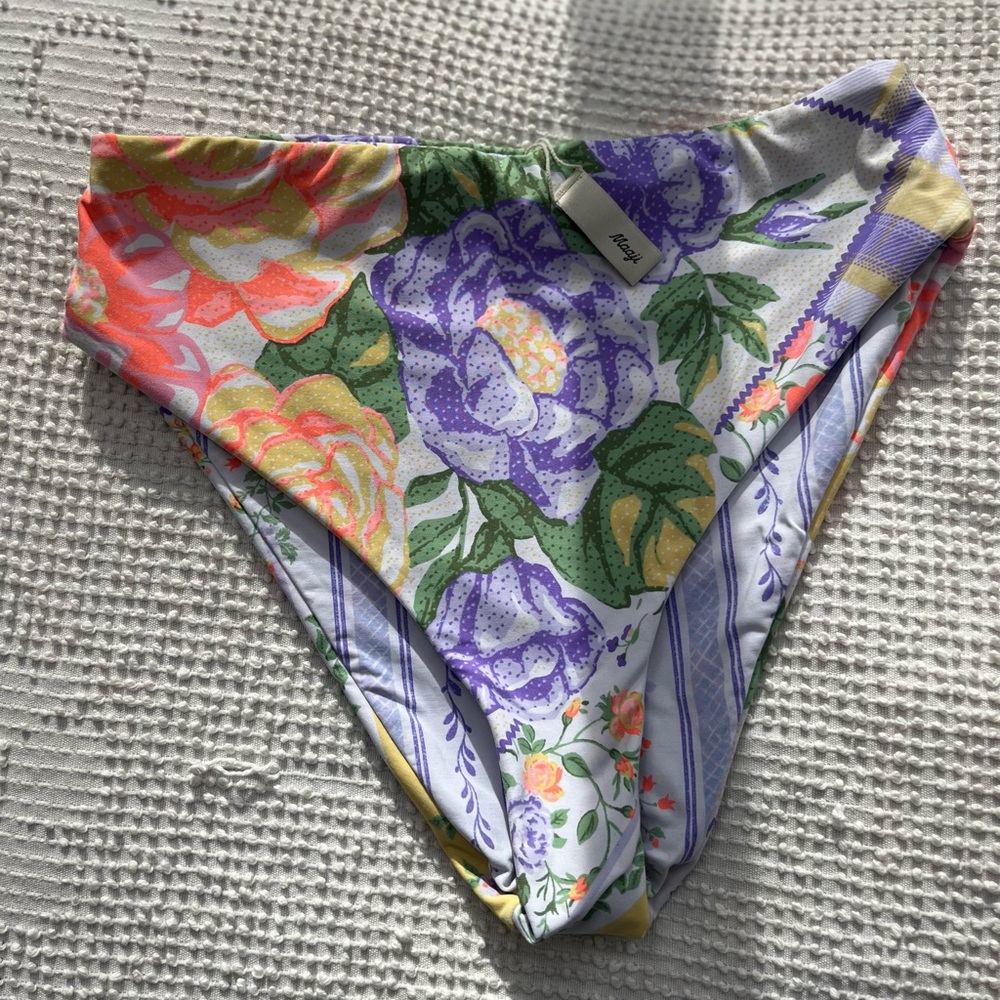 Maaji High Waisted Reversible Floral Bikini Bottom M